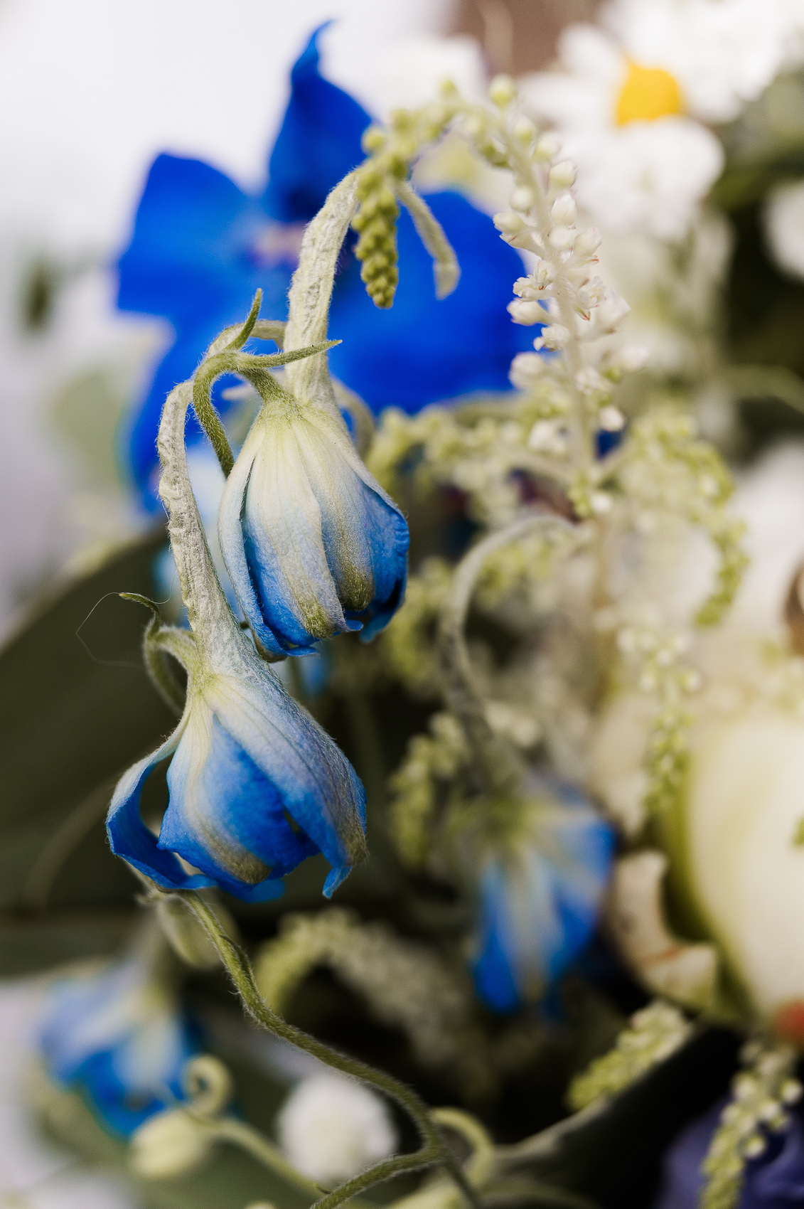 detail van de bloemen van een trouwboeket.